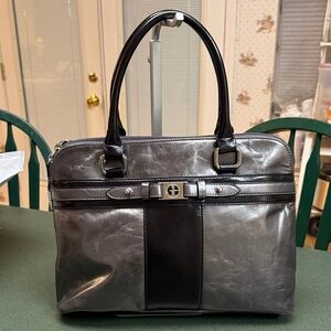 Giani Bernini Silver and Black Metallic Satchel NWT
